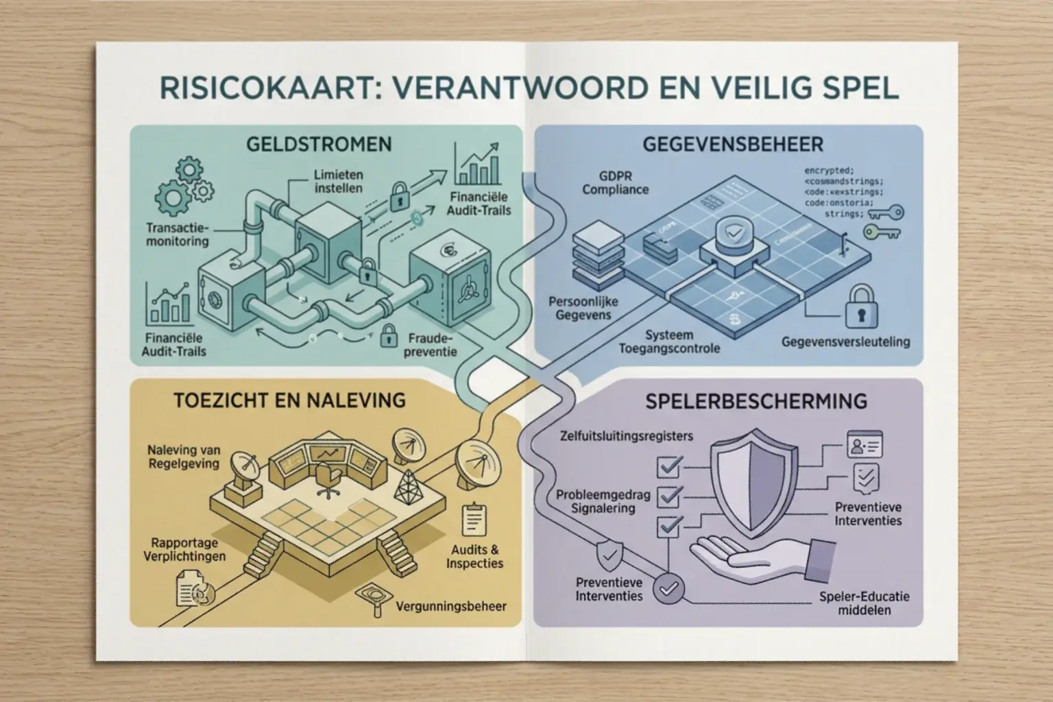 Overzichtskaart met risicogebieden rond geld, gegevens, toezicht en hulp